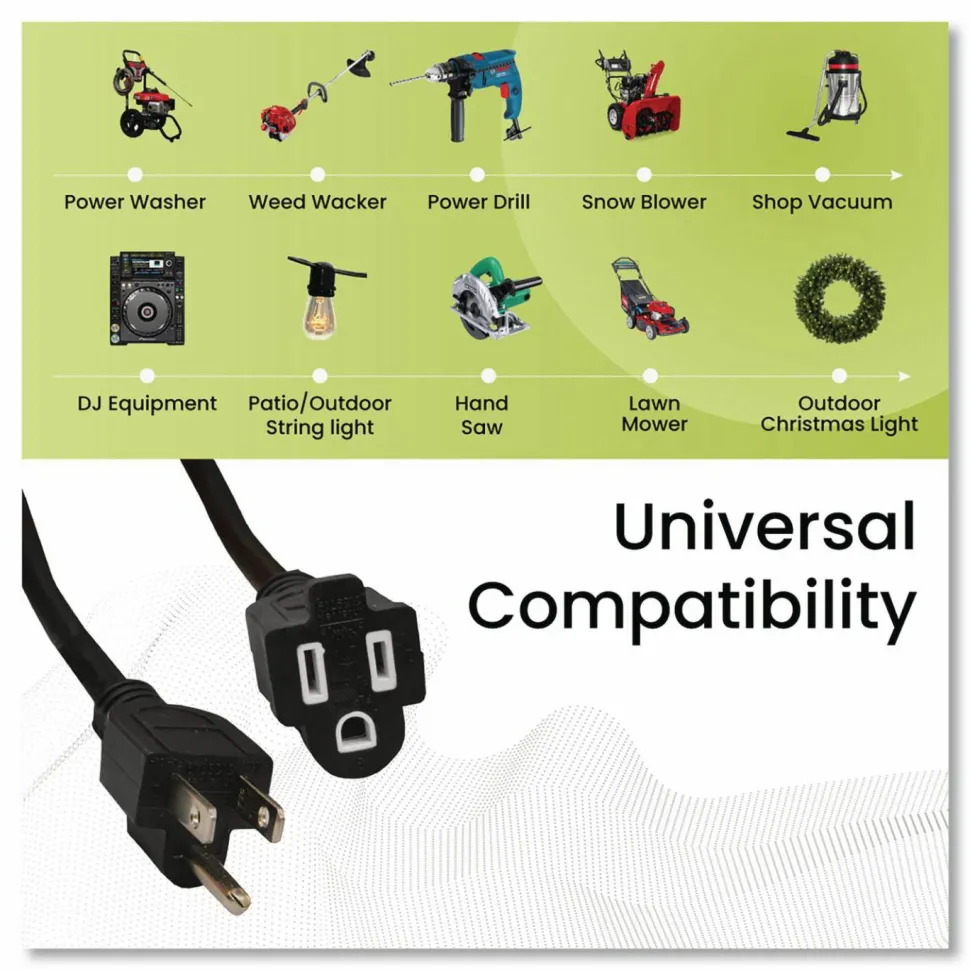 GoGreen Power 16 AWG Outdoor Extension Cord, 25 ft, 13 A, Black
