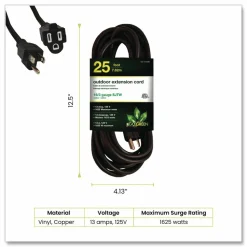 GoGreen Power 16 AWG Outdoor Extension Cord, 25 ft, 13 A, Black