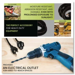GoGreen Power 16 AWG Outdoor Extension Cord, 25 ft, 13 A, Black