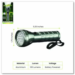 GoGreen Power 28 LED Professional Flashlight, 3 AAA Batteries (Included), Black/Silver