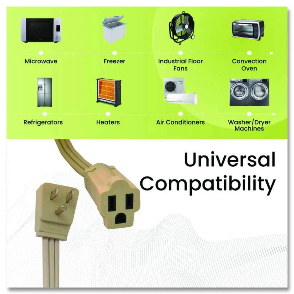 GoGreen Power Appliance Cords, 6 ft, 15 A, Beige