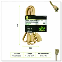 GoGreen Power Appliance Cords, 6 ft, 15 A, Beige
