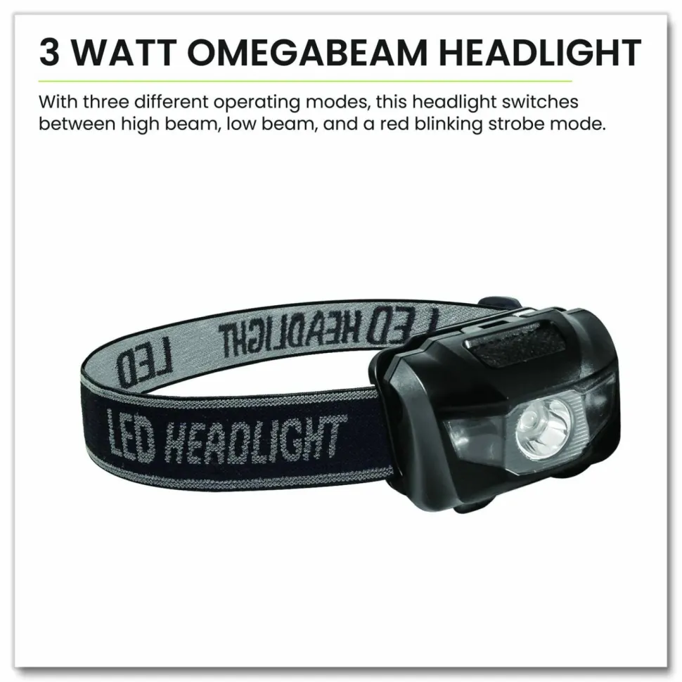GoGreen Power LED Headlights, 3 AAA Batteries (Included), Black
