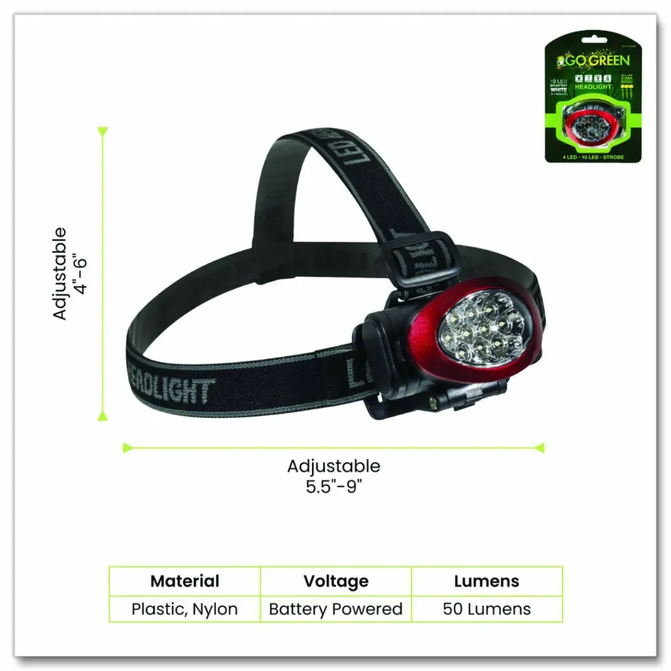 GoGreen Power LED Headlights, 3 AAA Batteries (Included), Red