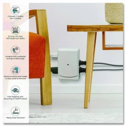 GoGreen Power 6 Outlet Side Mount Wall Tap, White