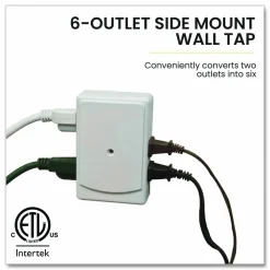 GoGreen Power 6 Outlet Side Mount Wall Tap, White