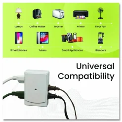 GoGreen Power 6 Outlet Side Mount Wall Tap, White