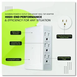 GoGreen Power 6 Outlet Side Mount Wall Tap, White