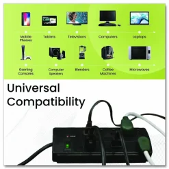 GoGreen Power 8 Outlet Surge Protector, 6 ft Cord, 750 J, Black