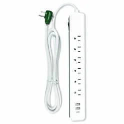 GoGreen Power 6 Outlet Surge Protector with USB, 6 AC Outlets/3 USB Ports, 6 ft Cord, 450 J, White