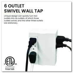 GoGreen Power 6 Outlet Swivel Wall Tap, White