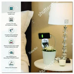 GoGreen Power 6 Outlet 4 USB Wall Tap, 735 J, White