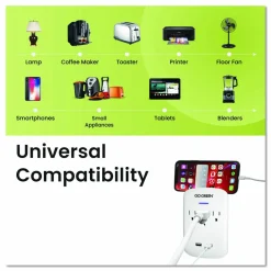 GoGreen Power 3 Outlet 2 USB Wall Tap, 735 J, White