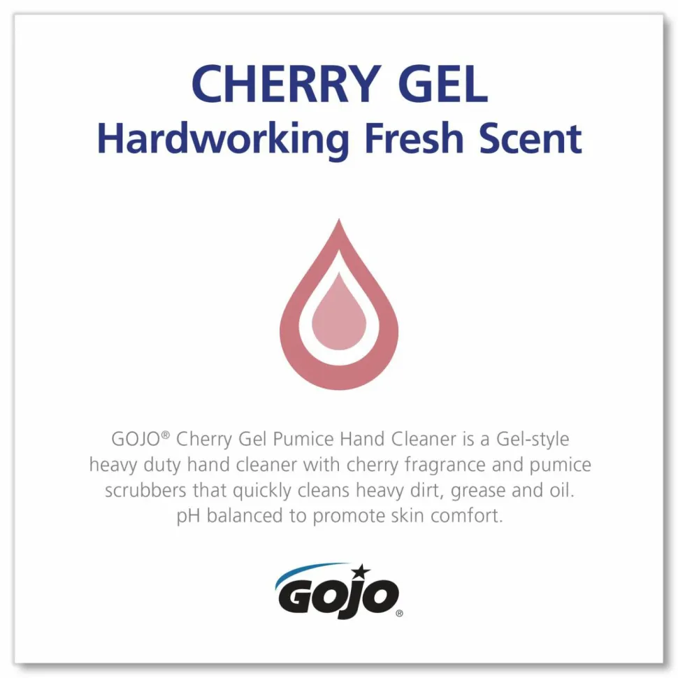 GOJO Cherry Gel Pumice Hand Cleaner, Cherry Scent, 1 gal, 2/Carton