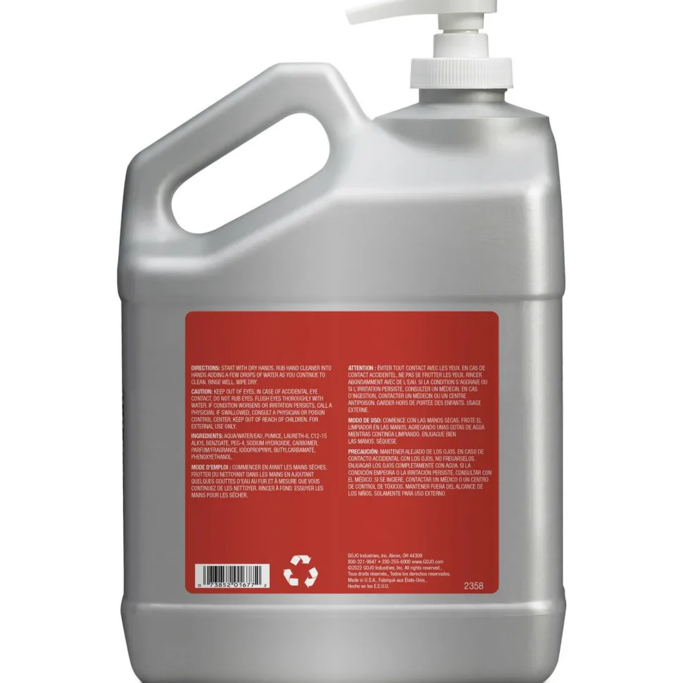 GOJO Cherry Gel Pumice Hand Cleaner, Cherry Scent, 1 gal, 2/Carton