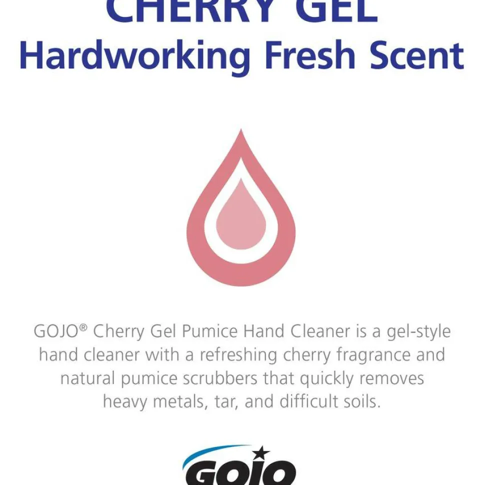 GOJO Cherry Gel Pumice Hand Cleaner, Cherry Scent, 1 gal, 2/Carton