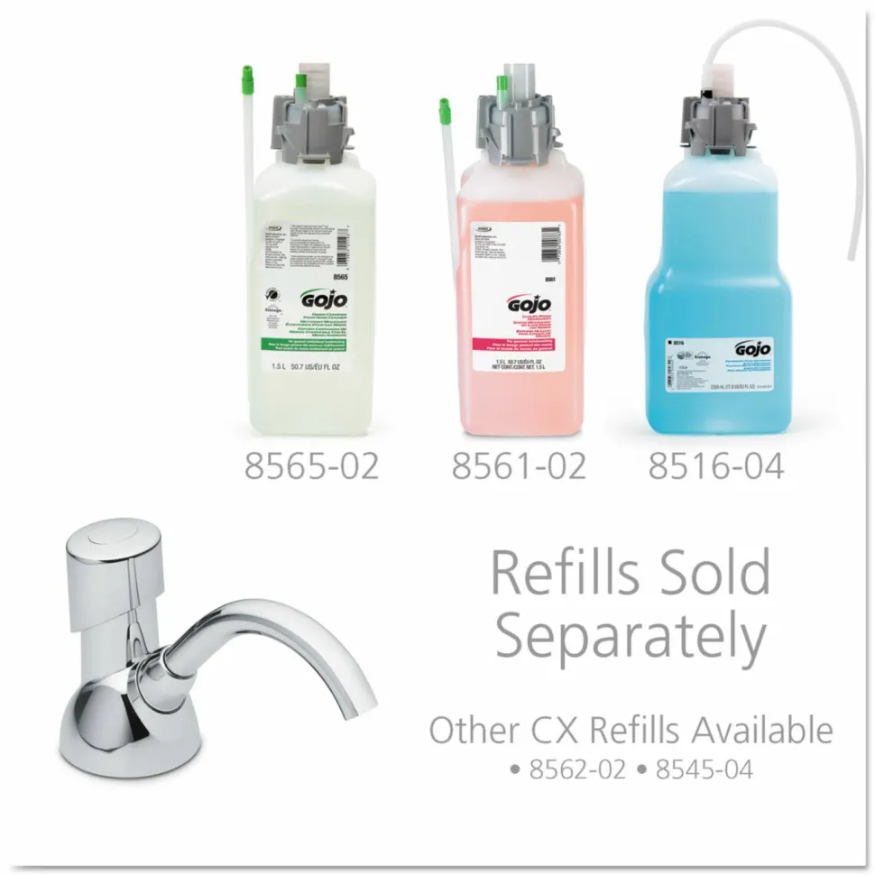 GOJO CX Counter Mount Foam Soap Dispenser, 1,500 mL/2,300 mL, 4.5 x 11.88 x 4.5, Chrome