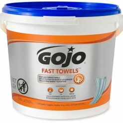 GOJO FAST TOWELS Hand Cleaning Towels, 9 x 10, Fresh Citrus, Blue, 225/Bucket, 2 Buckets/Carton