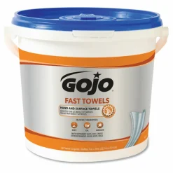 GOJO FAST TOWELS Hand Cleaning Towels, 9 x 10, Fresh Citrus, Blue, 225/Bucket, 2 Buckets/Carton