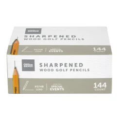 Golf Pencils, Presharpened, #2 Lead, Medium, Pack of 144