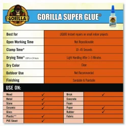 Gorilla Super Glue, 0.53 Oz Bottle
