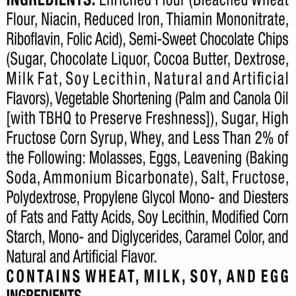 Grandma's Homestyle Chocolate Chip Cookies, 2.5 oz Pack, 2 Cookies/Pack, 60 Packs/Carton