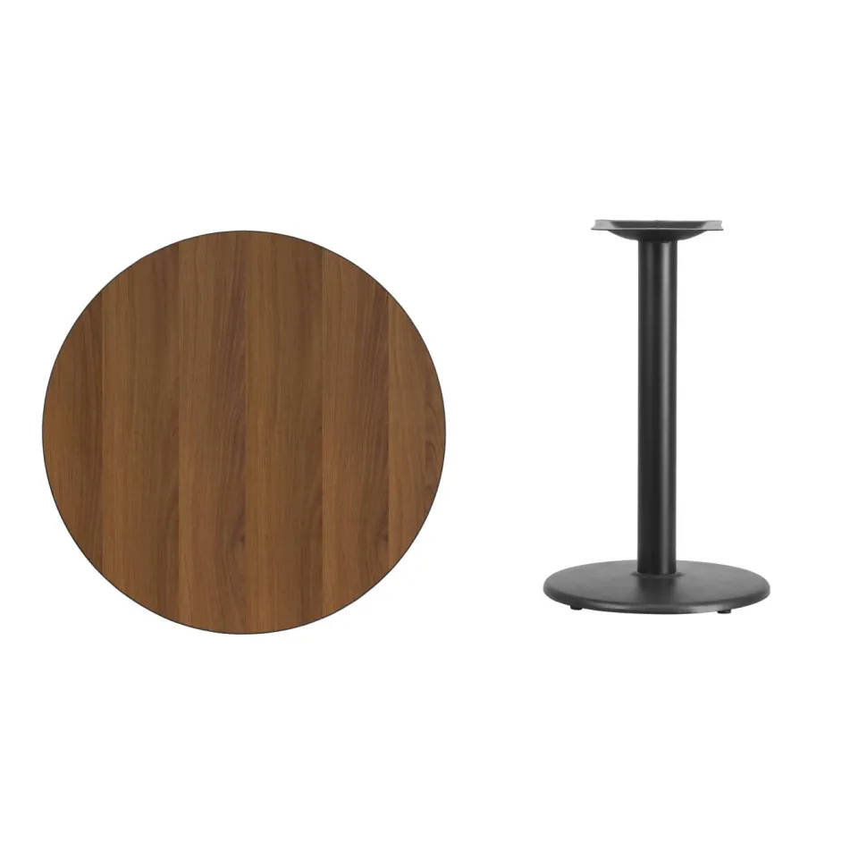Graniss 30'' Round Walnut Laminate Table Top with 18'' Round Table Height Base