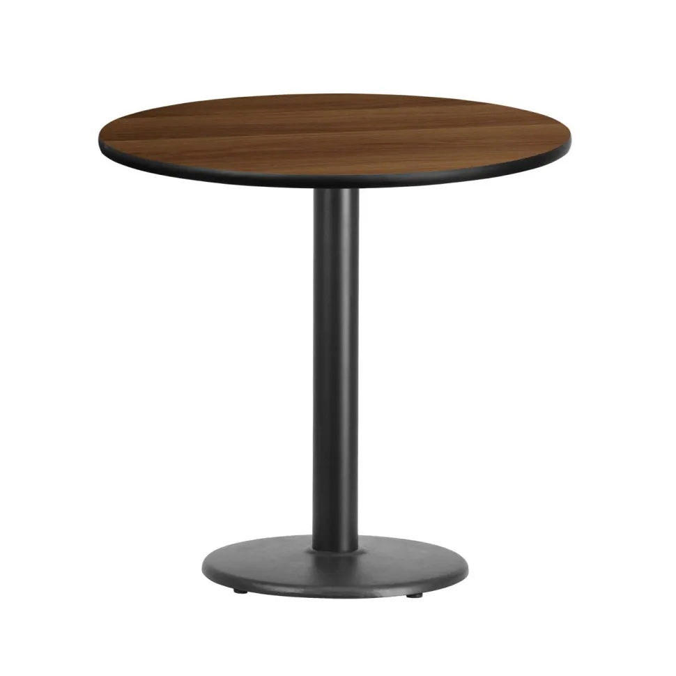 Graniss 30'' Round Walnut Laminate Table Top with 18'' Round Table Height Base