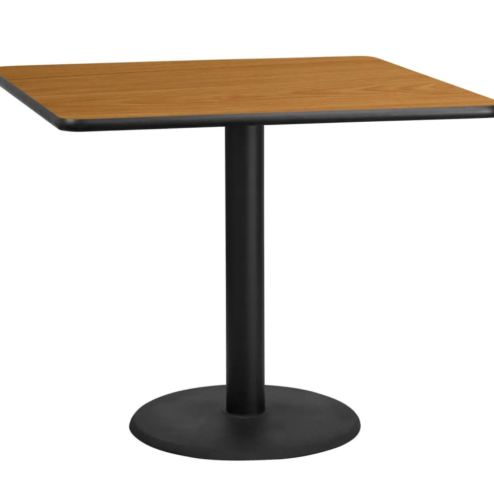 Graniss 42'' Square Natural Laminate Table Top with 24'' Round Table Height Base