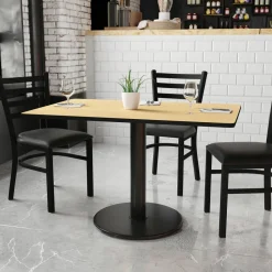 Graniss 30'' x 48'' Rectangular Natural Laminate Table Top with 24'' Round Table Height Base