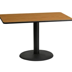 Graniss 30'' x 48'' Rectangular Natural Laminate Table Top with 24'' Round Table Height Base