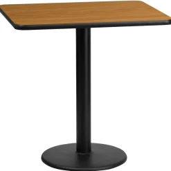 Graniss 24'' x 30'' Rectangular Natural Laminate Table Top with 18'' Round Table Height Base