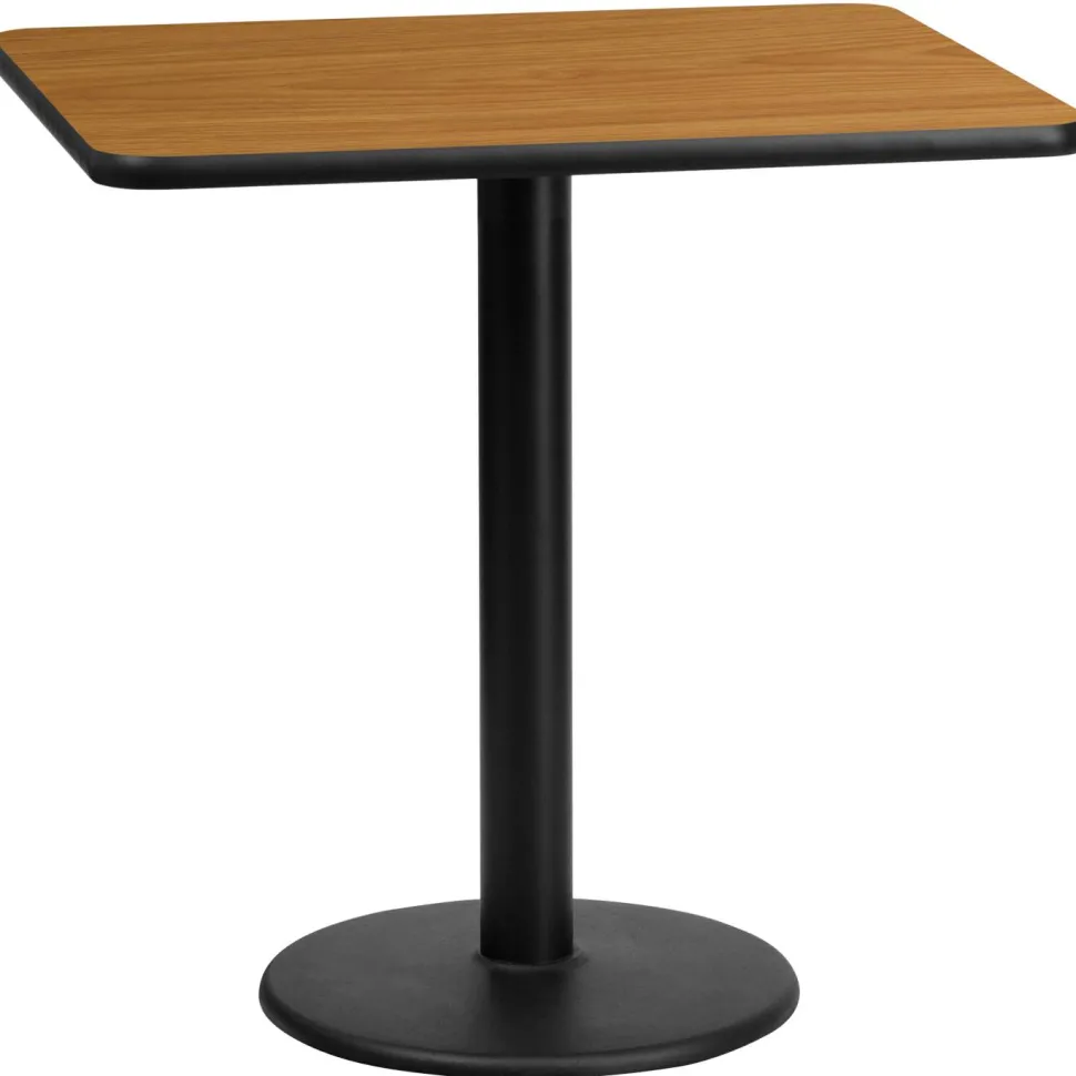 Graniss 24'' x 30'' Rectangular Natural Laminate Table Top with 18'' Round Table Height Base