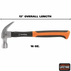 Great Neck 16 oz Claw Hammer with High-Visibility Orange Fiberglass Handle