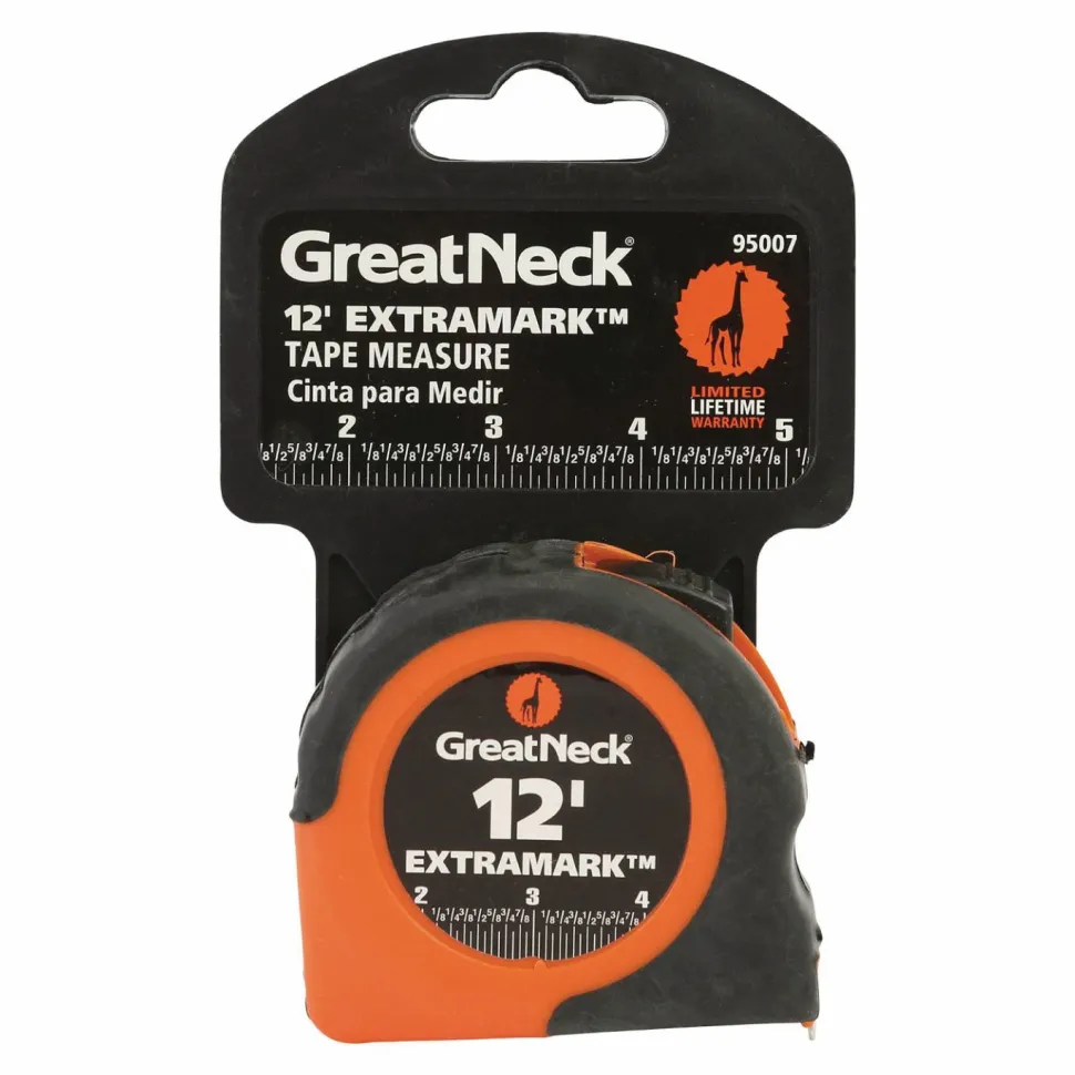 Great Neck ExtraMark Power Tape, 0.63" x 12 ft, Steel, Yellow/Black