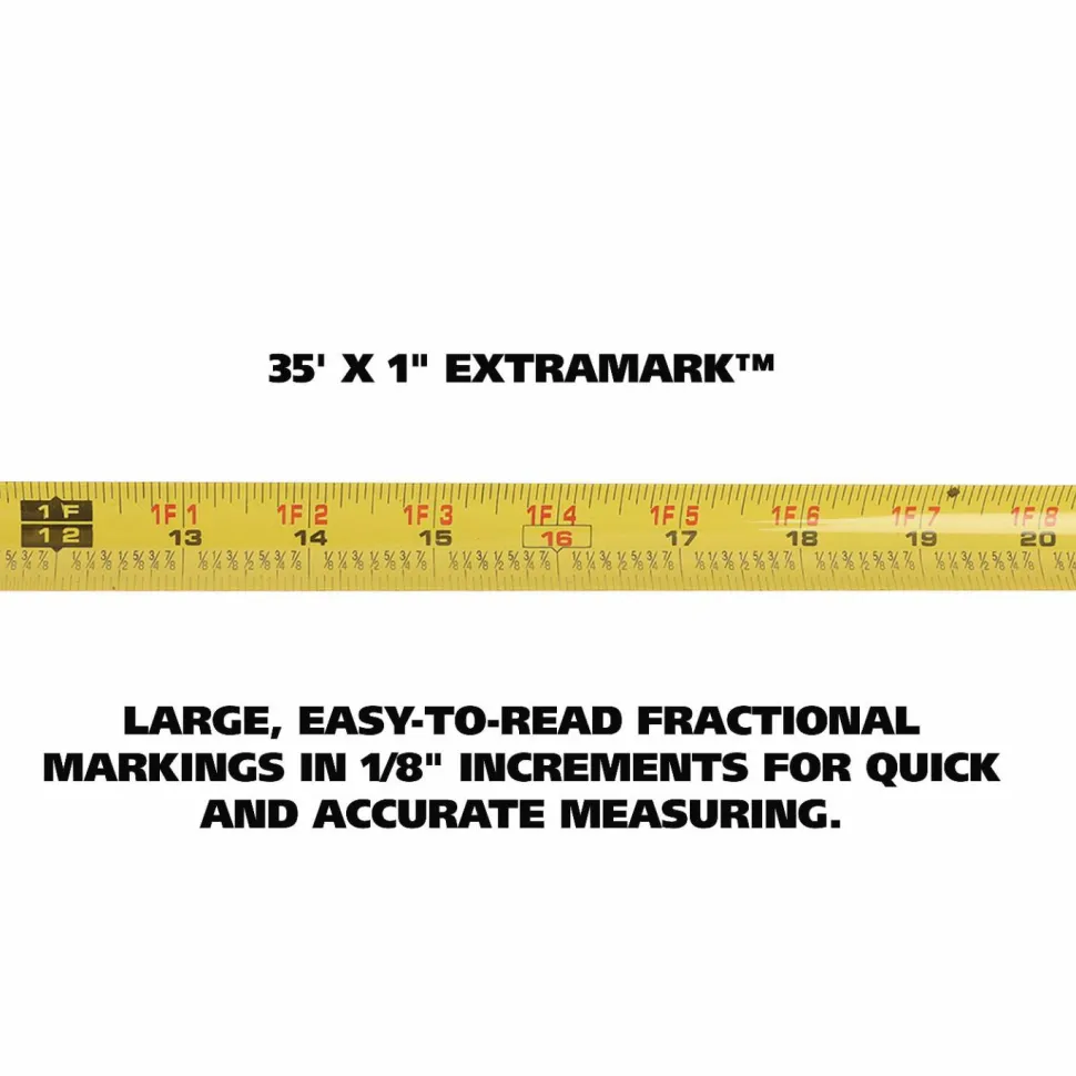 Great Neck ExtraMark Tape Measure, 1" x 35 ft, Steel, Orange/Black