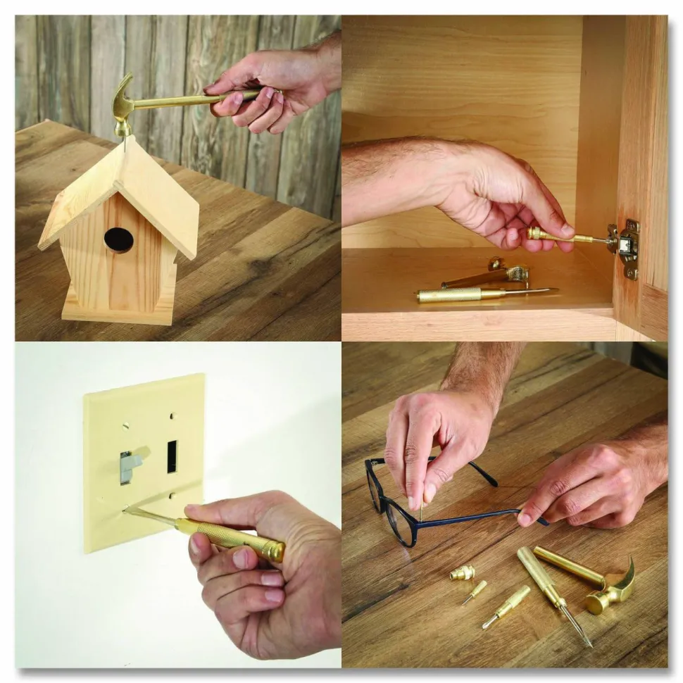 Great Neck 5-in-1 Carpenter's Hammer with Nesting Handle Containing Four Screwdrivers, 6.5" Long Gold Handle