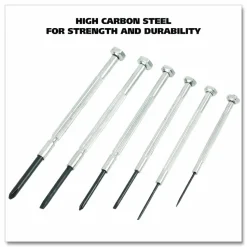 Great Neck Precision Screwdriver Set, Six-Piece, Phillips/Slotted, Assorted Lengths, Polished Steel Handles