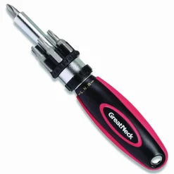 Great Neck Ratcheting Screw/Nut Driver Set, Phillips/Slotted/Star Bits, 7