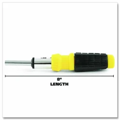 Great Neck Ratcheting Screw/Nut Driver Set, 34-Piece, Hex/Phillips/Slotted/Star Bits, Metric/SAE Sockets, 8" Long, Yellow/Black Handle