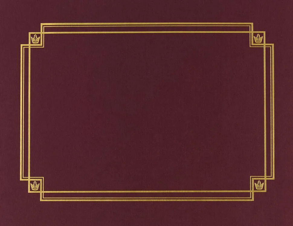 Great Papers! Certificate Cover Linen, Burgundy with Gold Foil, 12" x 9.375"(folded), Die-Cuts for 8.5" x 11" Documents , 3 Covers