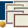 Great Papers! Certificate Kit, Navy Backers 12" x 9.375", Assorted Printer Compatible 8.5" x 11 Metallic Border Certificates and Gold Foil Seals, 25 Sets