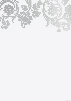 Great Papers! Flat Card Invitation, Silver Foil Damask, 5.5" x 7.75", Printer Compatible, 10 Flat Cards/10 White Envelopes