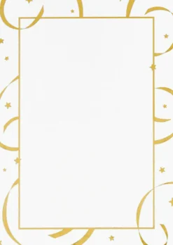Great Papers! Flat Card Invitation, Gold Foil Stars and Streamers, Printer Compatible, 5.5" x 7.75", 10 Flat Cards/10 White Envelopes