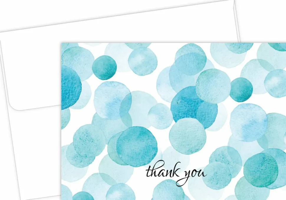 Great Papers! Note Card and Envelopes, Thank You, Watercolor Dots, 4.875" x 3.375"(folded), 25 count