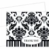 Great Papers! Note Card and White Envelopes, Thank You, Black and White Damask, 4.875" x 3.375"(folded), 50 count