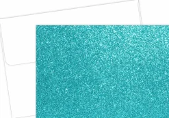 Great Papers! Note Card and White Envelopes, Teal Glitter, 4.875" x 3.375"(folded), 15 count