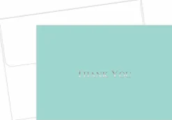 Great Papers! Note Card and White Envelopes, Thank You, Bella Blue Silver Foil, 4.875" x 3.375"(folded), 20 count