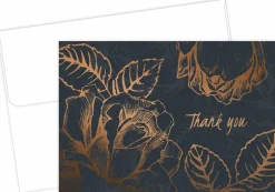 Great Papers! Note Card and White Envelopes, Thank You, Flower Copper Foil, 4.875" x 3.375"(folded), 50 count