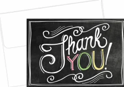 Great Papers! Note Card and White Envelopes, Thank You, Chalkboard, 4.875" x 3.375"(folded), 24 count